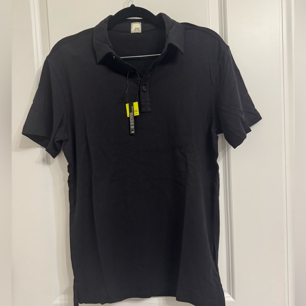 NWT men’s black swet tailor short sleeve polo. size small